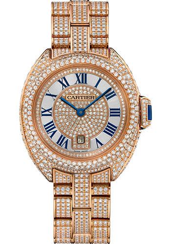 Cartier Cle de Cartier Watch - 31 mm Pink Gold Diamond Case - Pink Gold Diamond Dial - Diamond Bracelet - HPI01039
