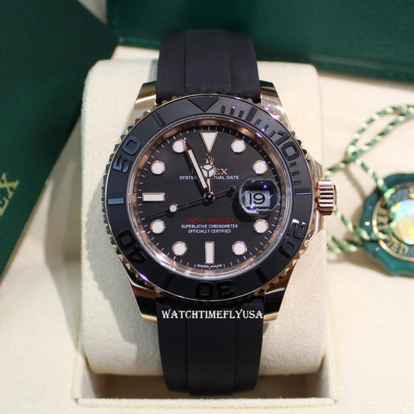 Rolex 116655 Yacht-Master 40 18K Rose Gold Matt Black Dial Oysterflex Strap