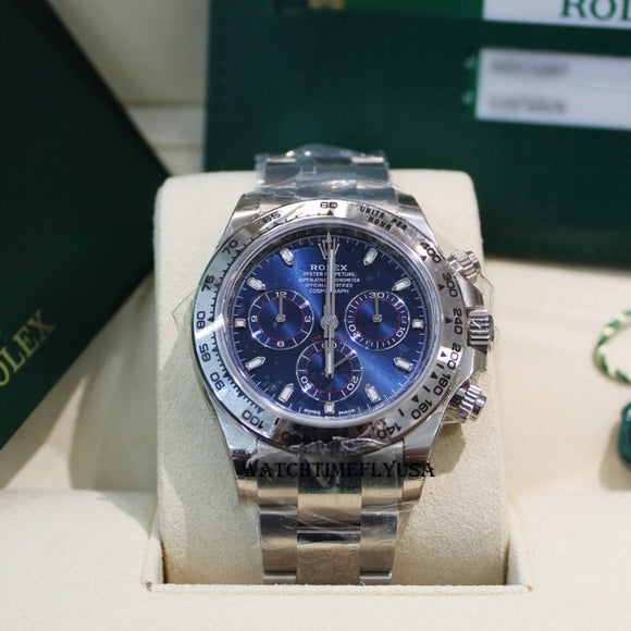 Rolex 116509 White Gold Cosmograph Daytona 40 Watch Blue Index Dial
