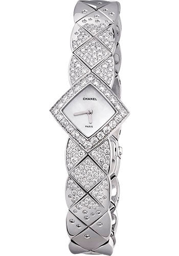 Chanel Coco Crush Jewelry Quartz Watch - Quilted Motif - White Gold Ca