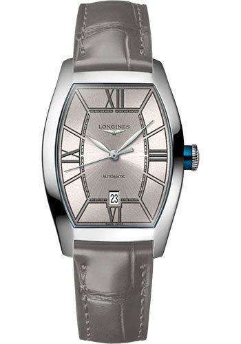 Longines Evidenza Automatic Watch - 26.00 X 30.6 mm Steel Case - Champagne Roman Dial - Grey Strap - L2.142.4.66.2