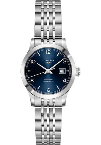 Longines Record collection Watch - 30 mm Steel Case - Blue Arabic Dial - Bracelet - L2.321.4.96.6