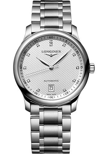 Longines Master Collection Automatic Watch - 38.5 mm Steel Case - Silver Barleycorn Diamond Dial - Bracelet - L2.628.4.77.6