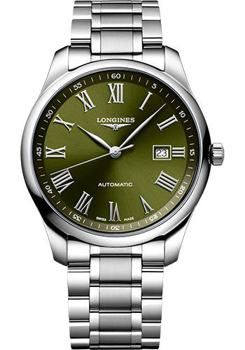 Longines Master Collection Automatic Watch - 42 mm Steel Case - Green Roman Dial - Bracelet - L2.893.4.09.6