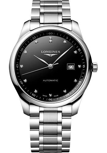 Longines Master Collection Automatic Watch - 42 mm Steel Case - Black Diamond Dial - Bracelet - L2.893.4.57.6