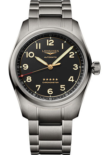 Longines Spirit Automatic Watch - 42 mm Titanium Case - Anthracite Arabic Dial - Titan Bracelet - L3.811.1.53.6