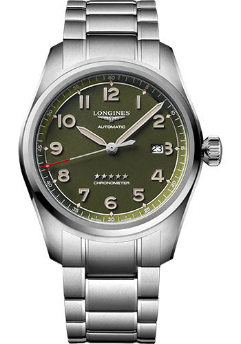 Longines Spirit Automatic Watch - 42 mm Steel Case - Green Arabic Dial - Bracelet - L3.811.4.03.6