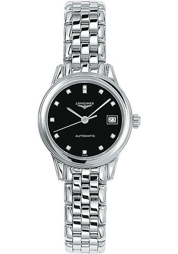 Longines Flagship Watch - 26 mm Steel Case - Black Diamond Dial - Bracelet - L4.274.4.57.6