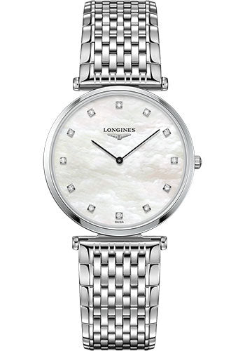 Longines La Grande Classique de Longines Quartz Watch - 33 mm Steel Case - White Mother-Of-Pearl Diamond Dial - Bracelet - L4.709.4.88.6