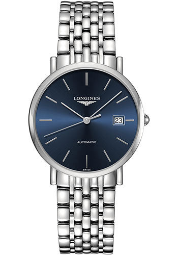 Longines Elegant Collection Watch - 37 mm Steel Case - Blue Dial - Bracelet - L4.810.4.92.6