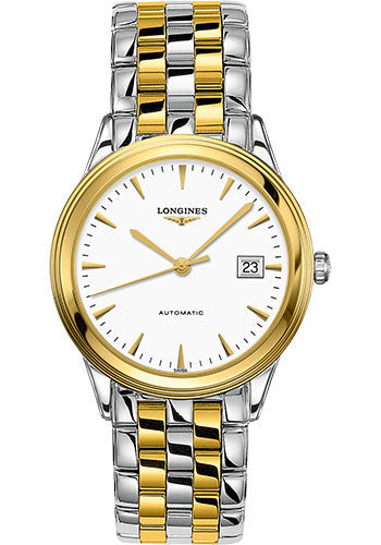 Longines Flagship Watch - 38.5 mm Steel And Yellow PVD Case - White Dial - Bracelet - L4.974.3.22.7