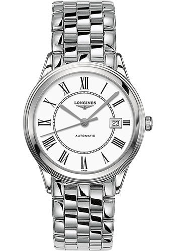 Longines Flagship Automatic Watch - 38.5 mm Steel Case - White Roman Dial - Bracelet - L4.974.4.21.6