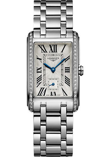 Longines DolceVita Small Seconds Quartz Watch - 23.30 X 37 mm Steel Diamond Case - Silver FlinquŽ Roman Dial - Bracelet - L5.512.0.71.6