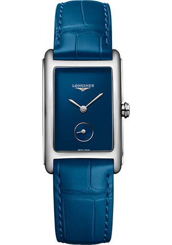 Longines DolceVita Small Seconds Quartz Watch - 23.30 X 37 mm Steel Case - Blue Dial - Blue Strap - L5.512.4.90.2