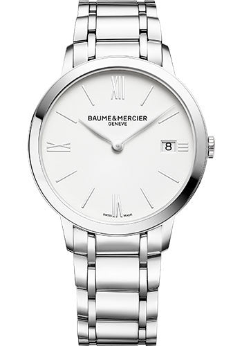Baume & Mercier Classima Quartz Watch - Date Display - 36.5 mm Steel Case - White Dial - Steel Bracelet
