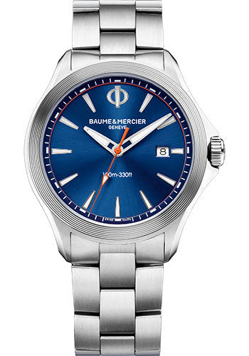 Baume & Mercier Clifton Club Quartz Watch - Date Display - 42 mm Steel Case - Blue Dial - Steel Bracelet