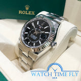 Rolex 326934 Sky-Dweller Stainless Steel Watch Black Index Dial 42mm