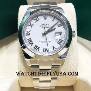 Rolex 126300 Datejust 41mm White Roman Oyster Stainless Steel