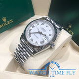 Rolex Datejust 41mm 126334 Fluted Bezel White Roman Dial Jubilee Bracelet Stainless Steel