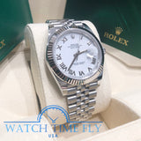 Rolex Datejust 41mm 126334 Fluted Bezel White Roman Dial Jubilee Bracelet Stainless Steel