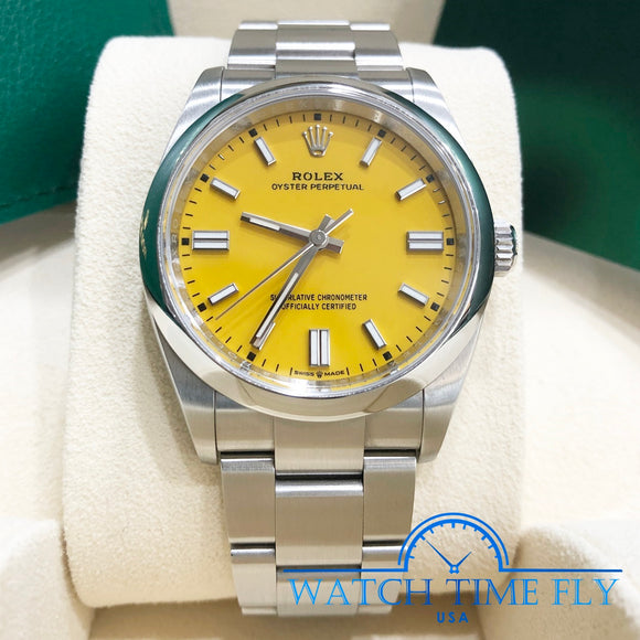 Rolex 126000 Oyster Perpetual 36mm Domed Bezel Yellow Index Dial Oyster Bracelet