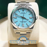 Rolex Oyster Perpetual 126000 36mm Domed Bezel Turquoise Tiffany Blue Dial Stainless Steel
