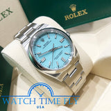 Rolex Oyster Perpetual 126000 36mm Domed Bezel Turquoise Tiffany Blue Dial Stainless Steel
