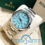 Rolex Oyster Perpetual 126000 36mm Domed Bezel Turquoise Tiffany Blue Dial Stainless Steel