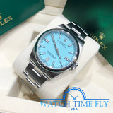 Rolex Oyster Perpetual 126000 36mm Domed Bezel Turquoise Tiffany Blue Dial Stainless Steel
