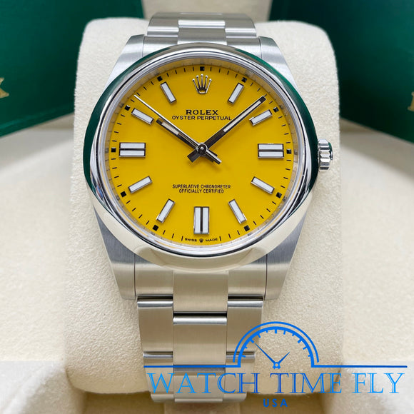 Rolex Oyster Perpetual 41mm 124300 Yellow Dial Stainless Steel Oyster Bracelet