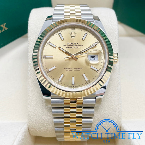 Rolex Datejust 41126333 Fluted Jubilee Bracelet Champagne Dial Two Tone Yellow Gold