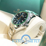Rolex 116400 Milgauss Stainless Steel Watch Blue Dial With Green Crystal