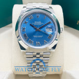 Rolex 126300 Datejust 41mm Smooth Bezel Blue Roman Dial Jubilee Bracelet
