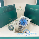 Rolex 126300 Datejust 41mm Smooth Bezel Blue Roman Dial Jubilee Bracelet
