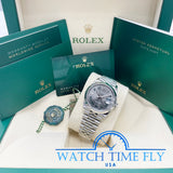 Rolex 126234 Steel Datejust 36mm Fluted Bezel Wimbledon Rhodium Roman Dial Jubilee