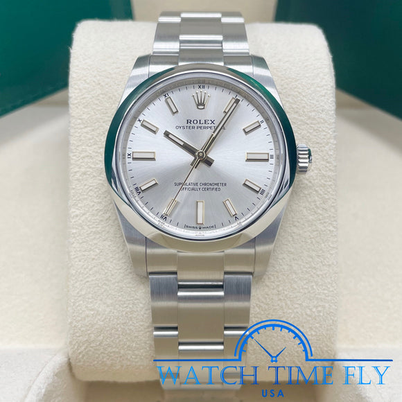 Rolex 124200 Oyster Perpetual 34mm Watch Domed Bezel Silver Index Dial Oyster Bracelet