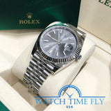 Rolex 126334 Datejust 41mm Grey Index Stick Jubilee Band Stainless Steel