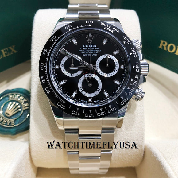 Rolex 116500 Daytona Steel Cosmograph 40 Watch Black Index Dial