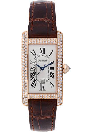 Cartier Tank Americaine Watch - Medium Pink Gold Diamond Case - Alligator Strap - WB704751