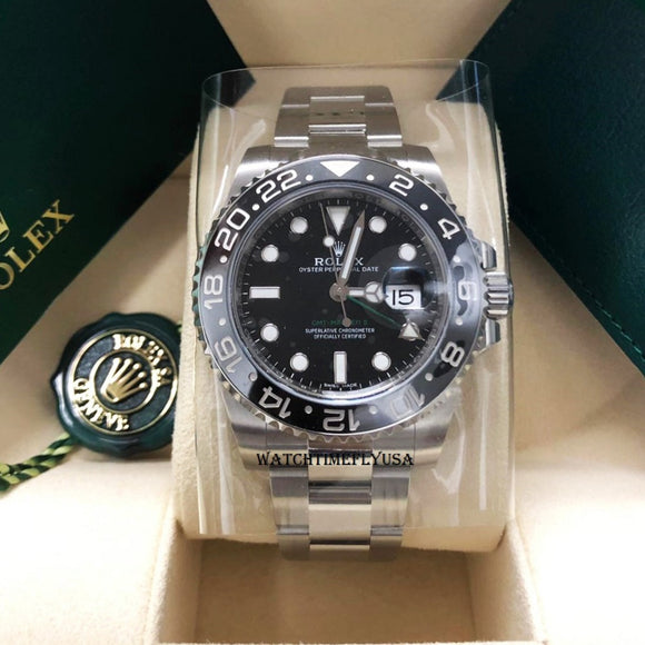 Rolex 116710 Steel GMT-Master II 40 Watch Black Bezel Black Dial Oyster Bracelet