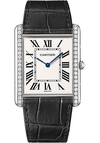 Cartier Tank Louis Cartier Watch - Extra large White Gold Diamond Case - Black Alligator Strap - WT200006